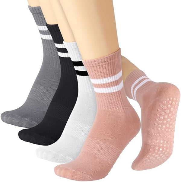 4 Paar Rutschfeste Lange Socken (Pilates/Yoga)