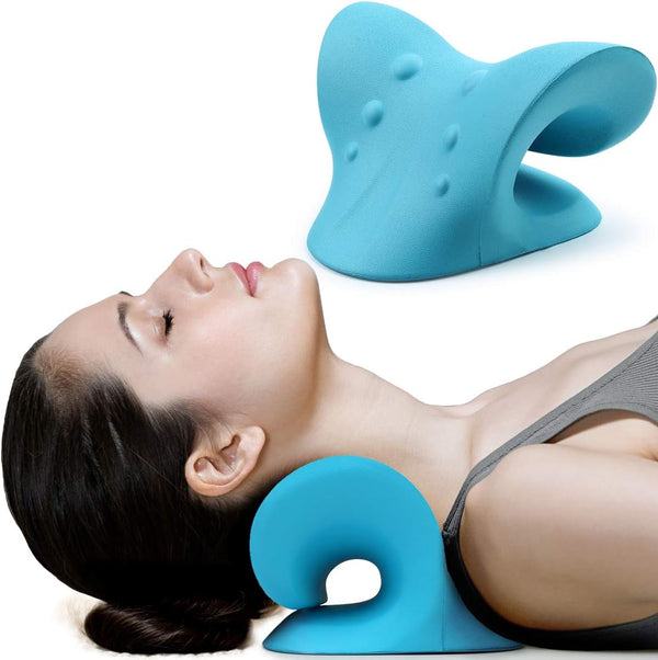 Nackenstrecker Kissen: Zervikal-Therapie für Nackenharmonie (Blau)