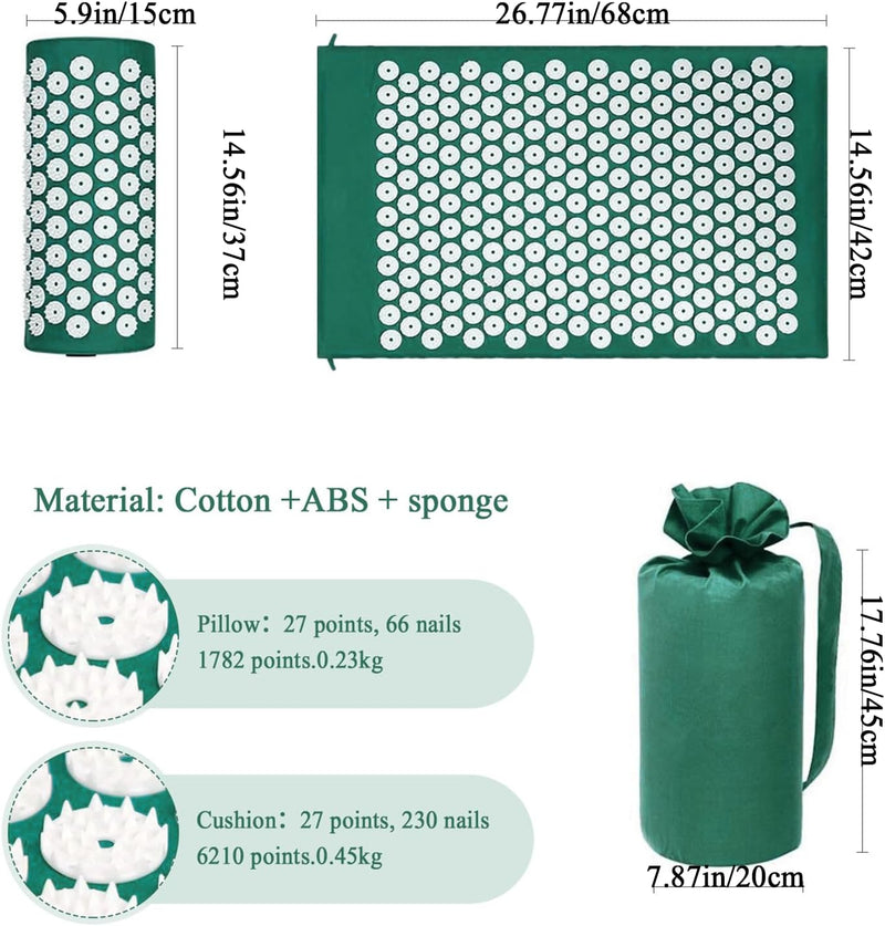 Akupressurmatte & Kissen Set/Akupunkturmatte (Dunkelgrün)